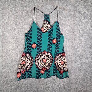 Newbury Kustom Multicolor Racerback Tank Top Small Boho Size Large